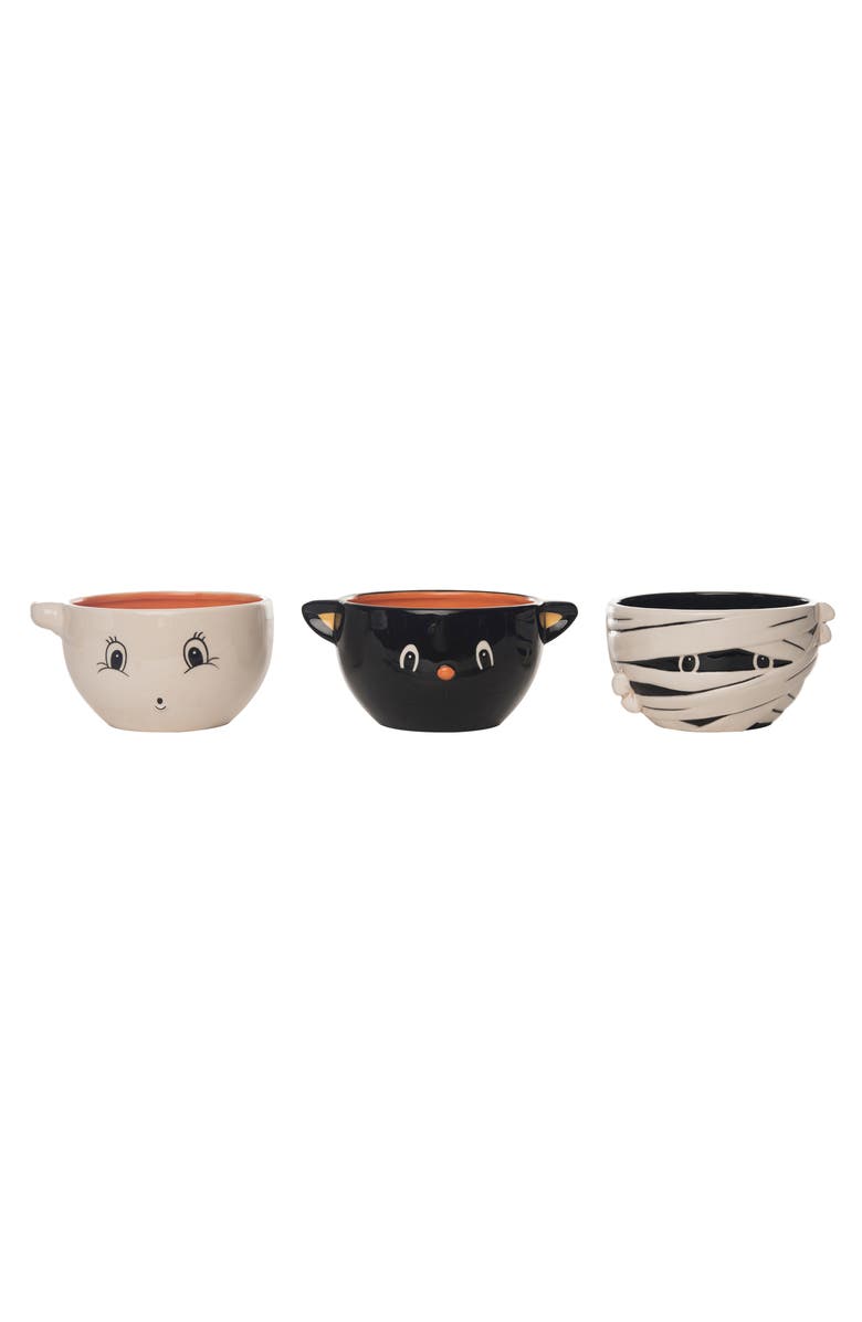 Transpac Dolomite Halloween Character Bowl Set of 3 for Spooky Dining, Main, color, Multicolored