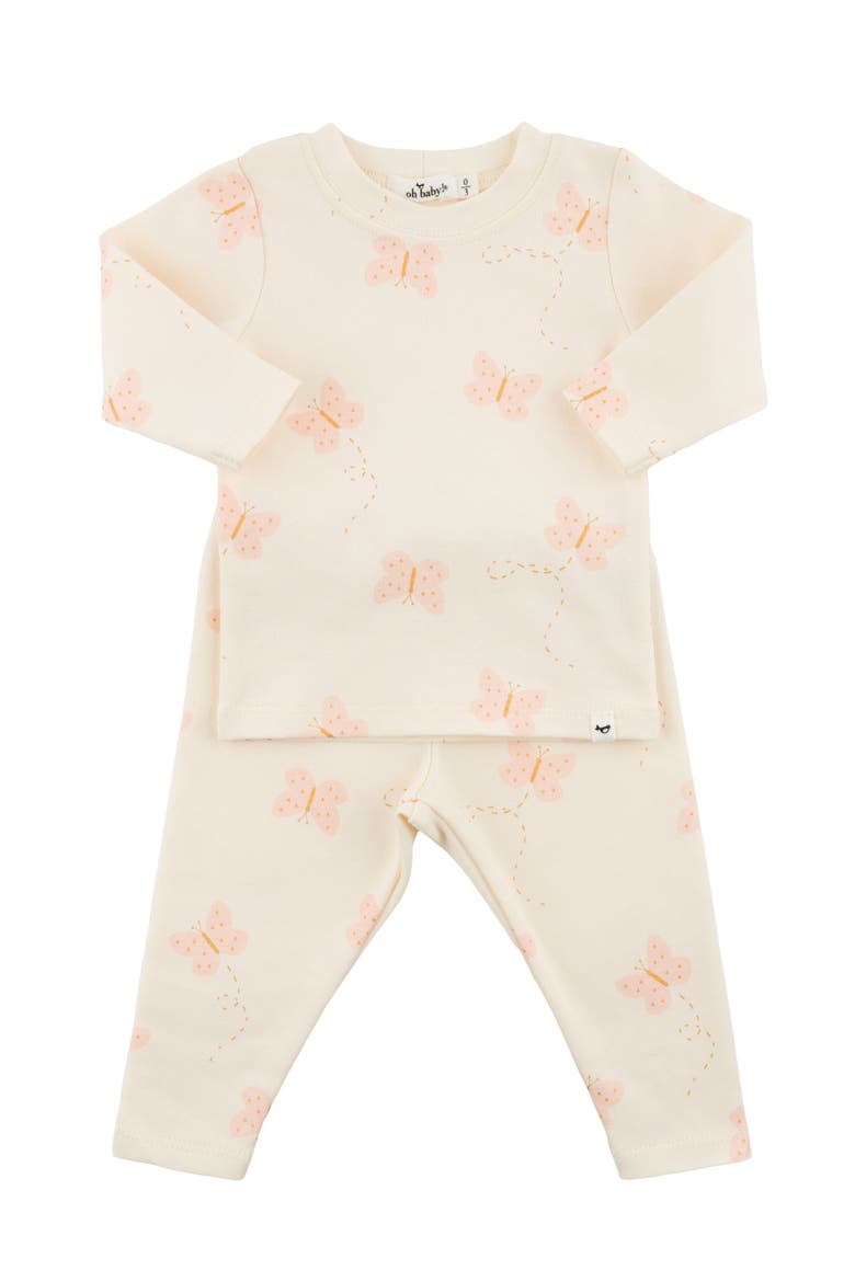 Mini Butterflies Pink Two Piece Set, Main, color, Milk
