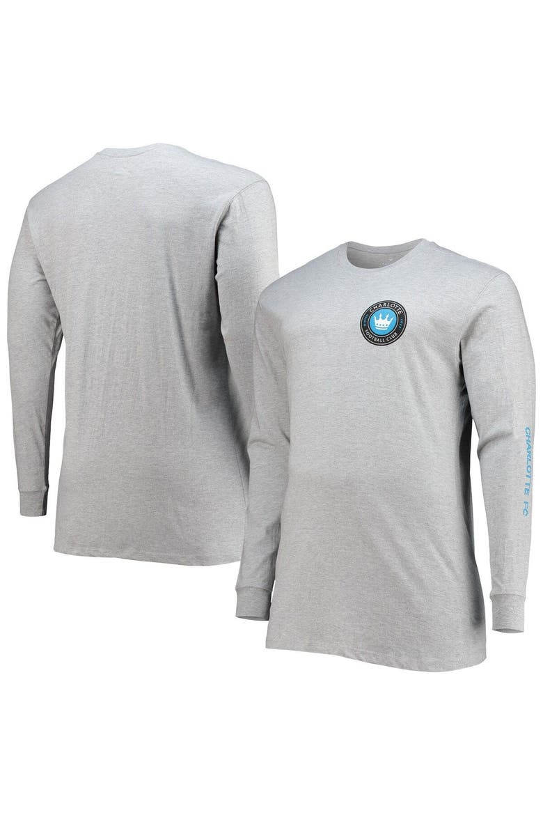 Men's Heathered Gray Charlotte FC Big & Tall Combo Long Sleeve T-Shirt, Main, color, Heather Gray