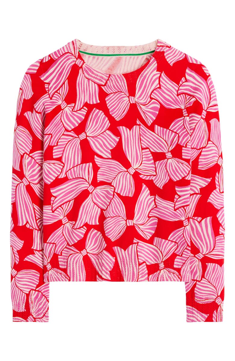 Boden Emilia Bow Print Crewneck Sweater, Alternate, color, 