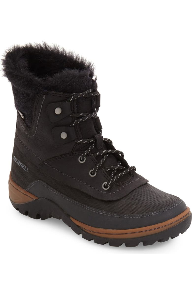 Merrell Sylvia Waterproof Faux Fur Lined Boot, Main, color,