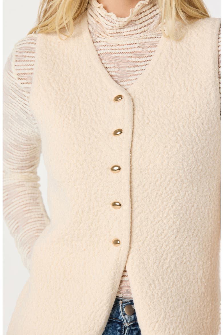 Textured Longline V-Neck Vest, Alternate, color, OFF WHITE