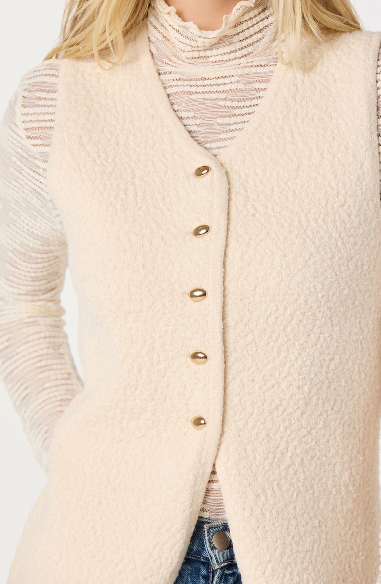 ASTR the Label Textured Longline V-Neck Vest, Alternate, color, Off White