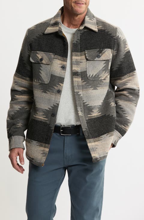 Geometric Jacquard Faux Shearling Lined Jacket