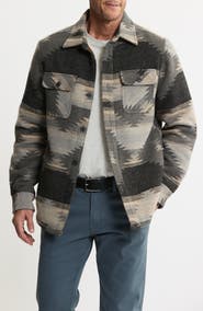 JACHS Geometric Jacquard Faux Shearling Lined Jacket