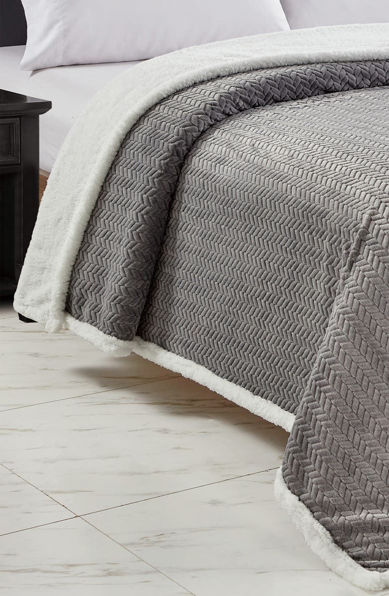 Luxury Home Jacquard Braided Throw Blanket, Alternate, color, Gray