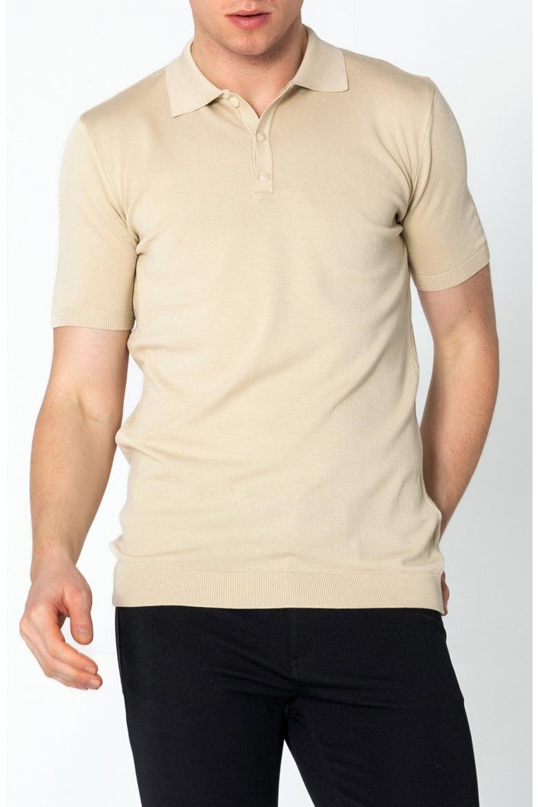Lightweight Tonal Button Polo, Main, color, BEIGE