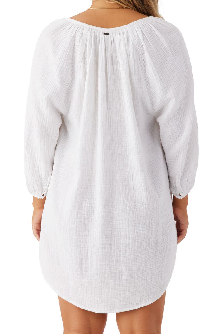 Krysten Cotton Gauze Cover-Up Tunic Minidress, Alternate, color, WHITE