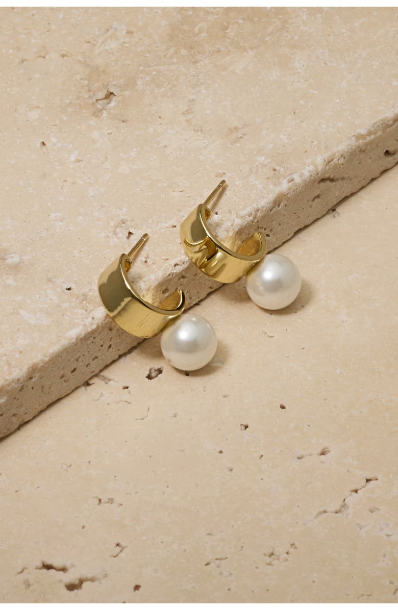 Untamed Petals Leah Pearl Hoops, Alternate, color, Gold