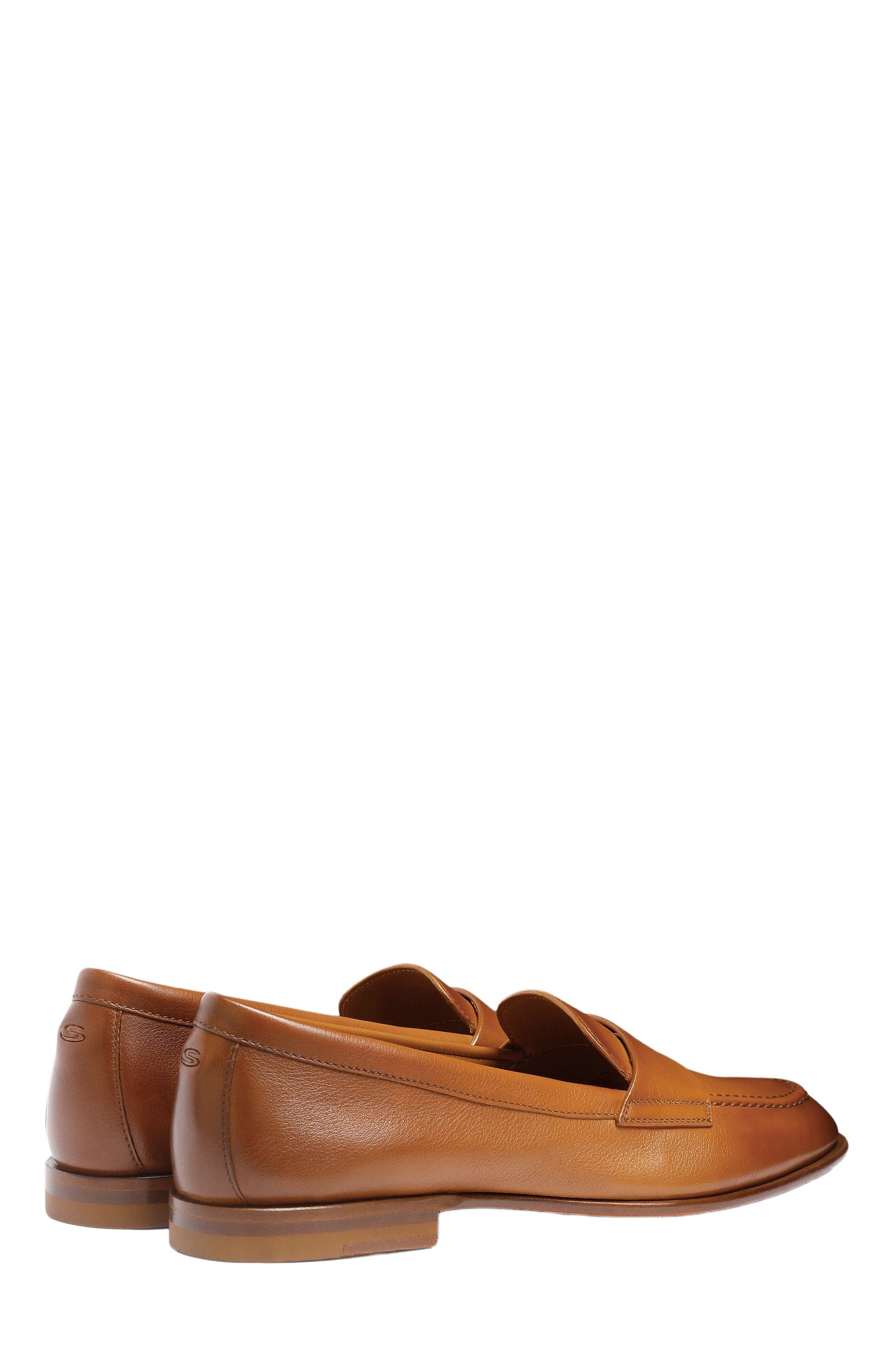 Santoni Leather Penny Loafer, Alternate, color, Brown