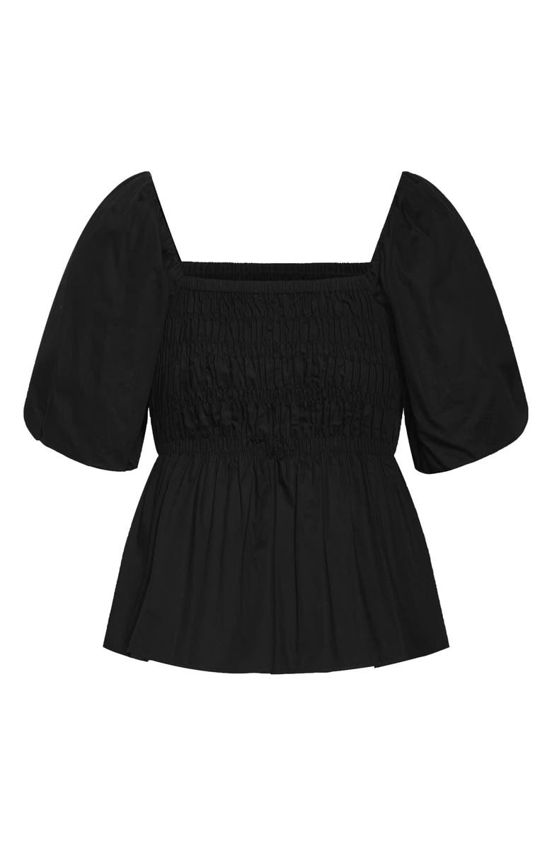 City Chic Blaire Smocked Peplum Top, Alternate, color, Black