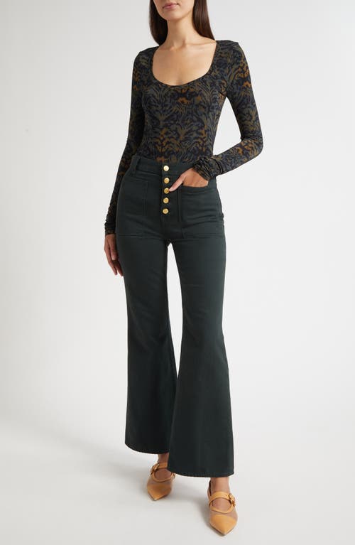 Ulla Johnson The Lou High Waist Flare Jeans In Green