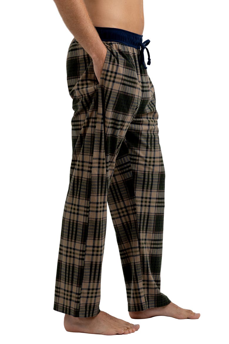 Brushed Plaid Flannel Lounge Pants, Alternate, color, RF GREEN