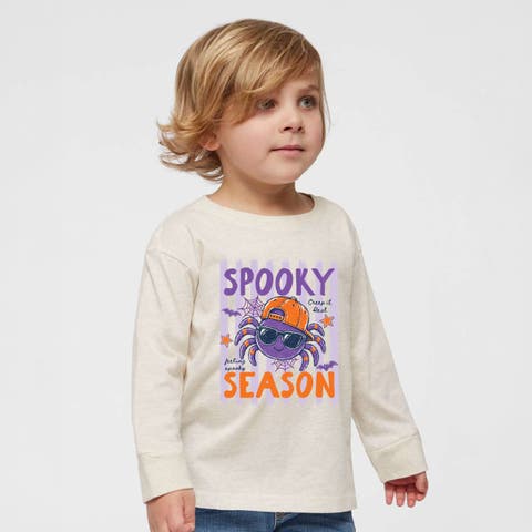 Spooky Season Spider Stripes Toddler Long Sleeve Graphic Tee
