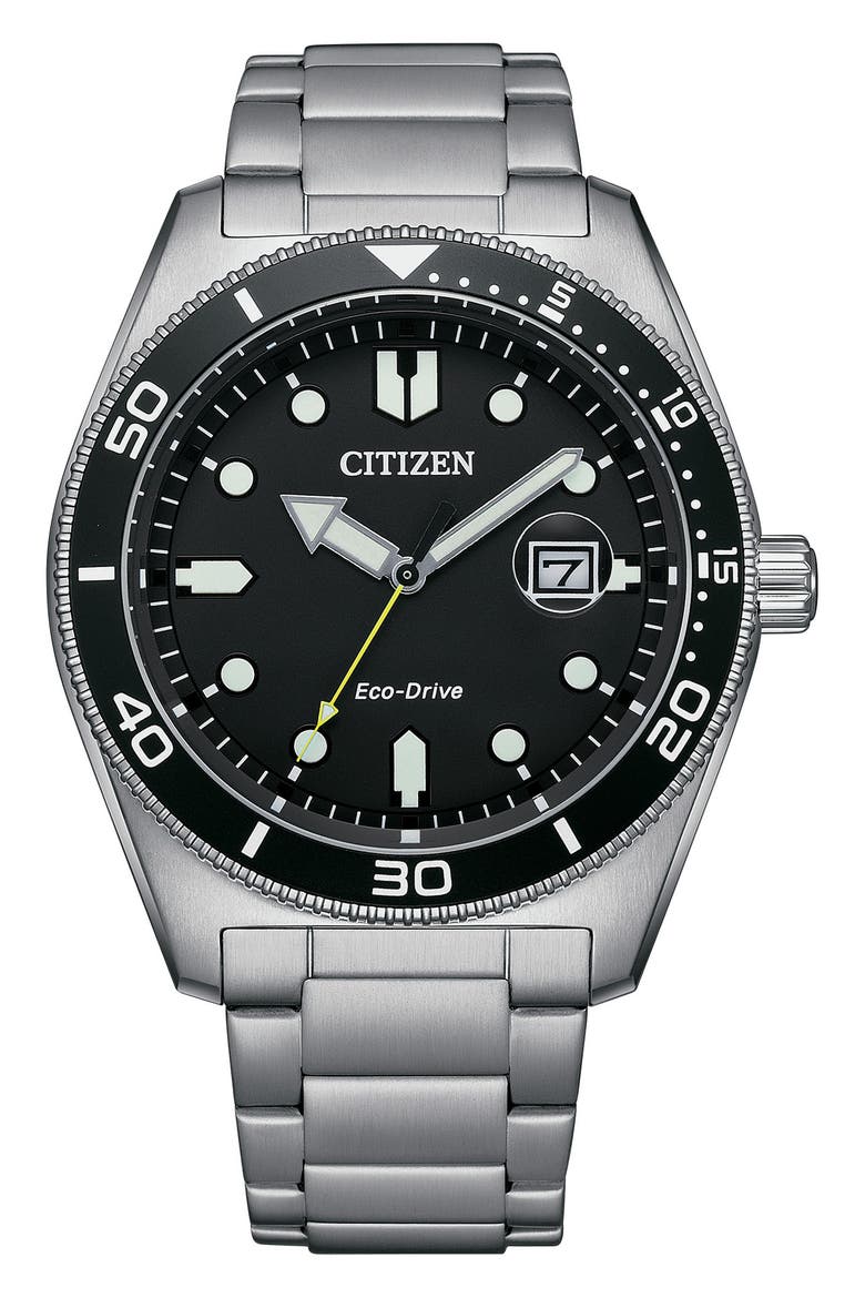 Eco Drive Classic Sport Bracelet Watch, 43mm, Main, color, SILVER