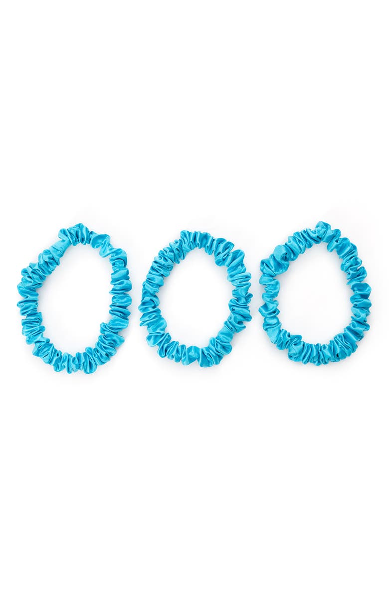 BLISSY 3-Pack Skinny Silk Scrunchies, Main, color, Bahama Blue