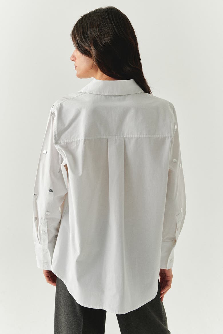 Murphy Long Sleeve Shirt With Metallic Sequin Button Details, Alternate, color, ECRU