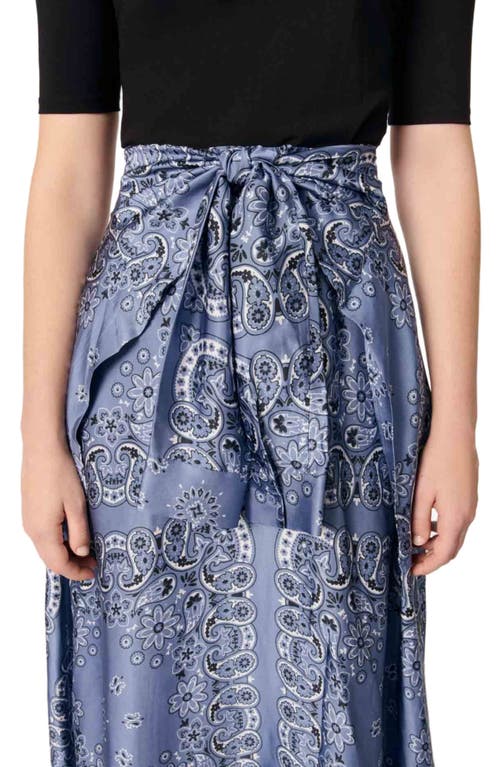 Shop Maje Layered-effect Patterned Dress In Blue Bandana Print
