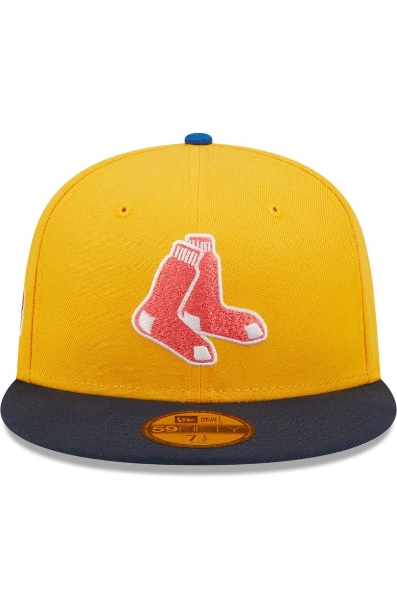 New Era Men's New Era Gold/Azure Boston Red Sox 2004 World Series Undervisor 59FIFTY Fitted Hat, Alternate, color, 