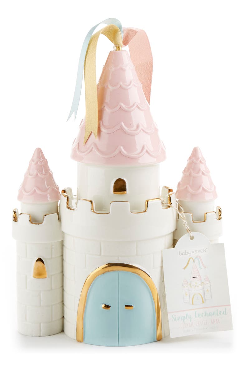 Simply Enchanted Ceramic Castle Bank, Main, color, WHITE