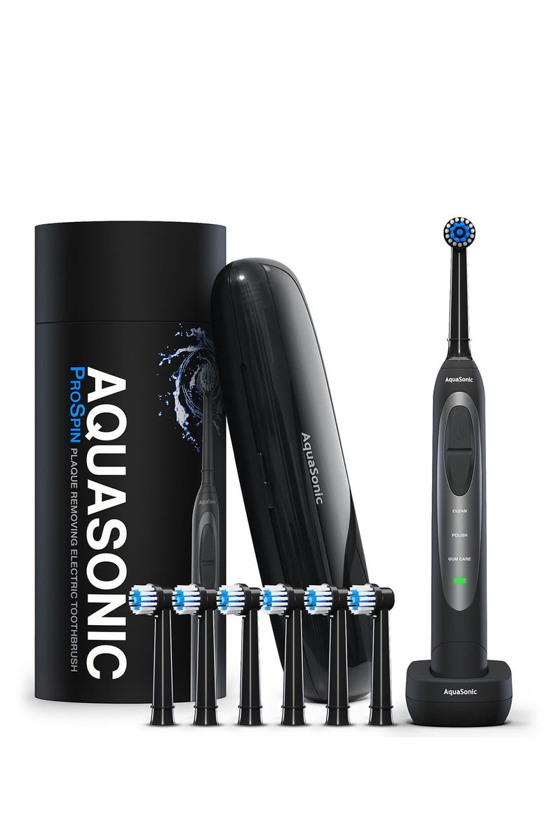 AQUASONIC ProSpin Ultra Whitening & Plaque Removing Electric Toothbrush Set, Main, color, 