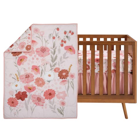 Flower Power 3-Piece Floral Baby Nursery Crib Bedding Set