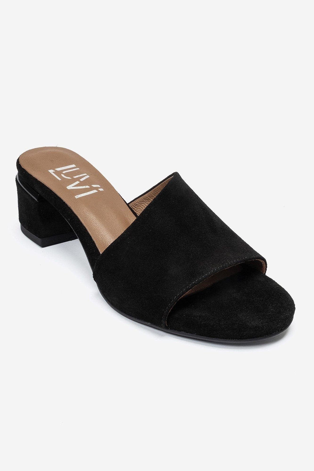 Delavie Leather Block Heel Sandal, Alternate, color, Black Suede