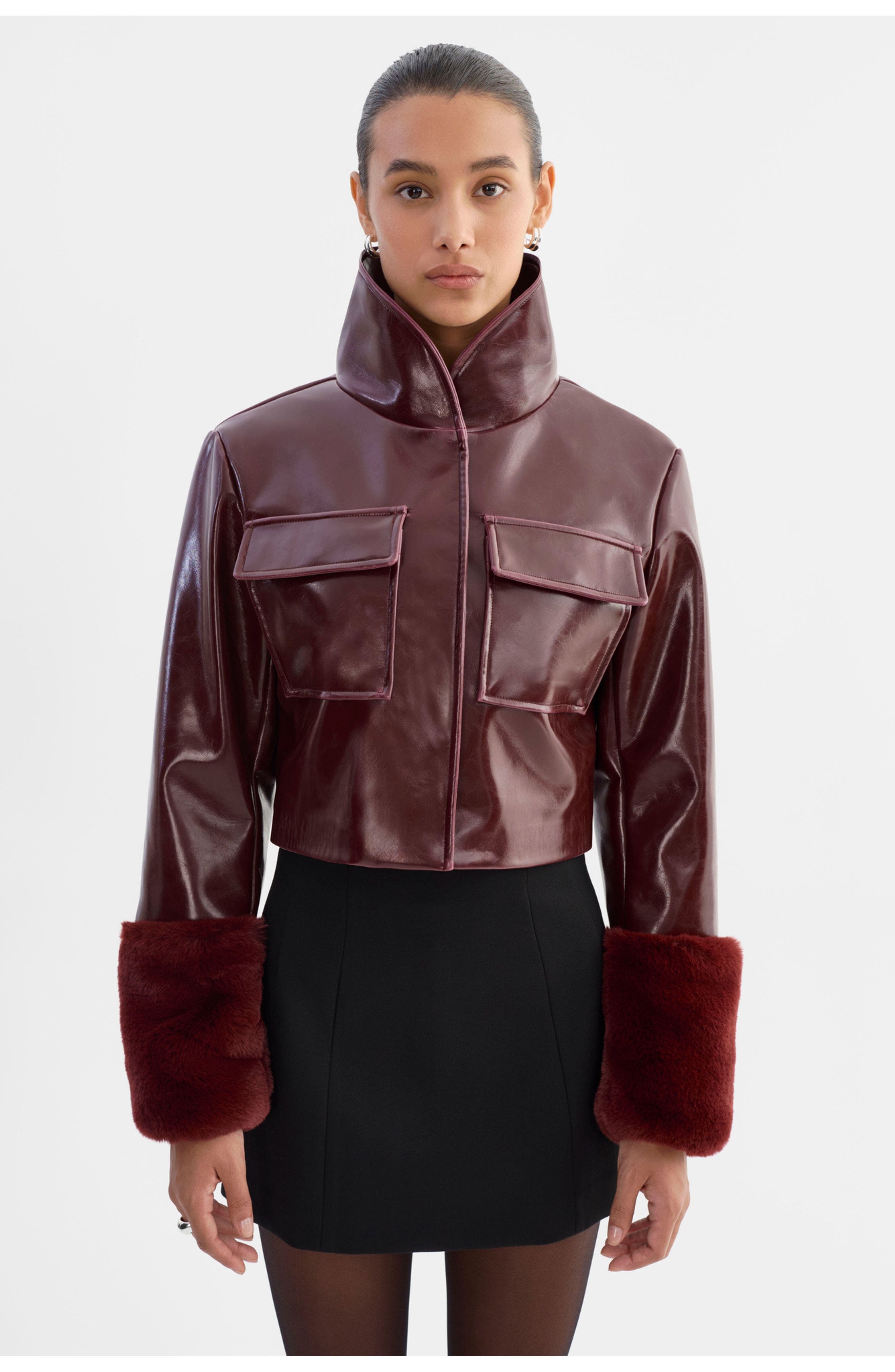 Hedda | Cropped Faux Leather Jacket - image 3