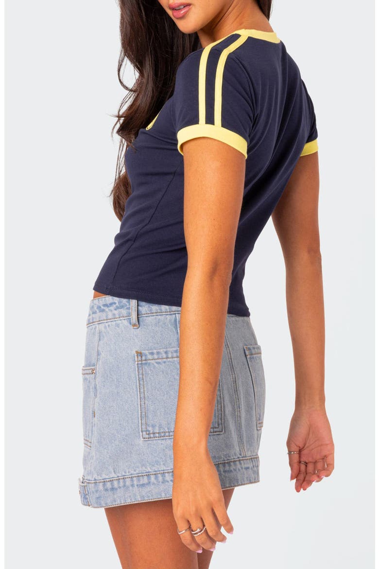 Kassidy Contrast Stretch Cotton Graphic Ringer T-Shirt, Alternate, color, NAVY