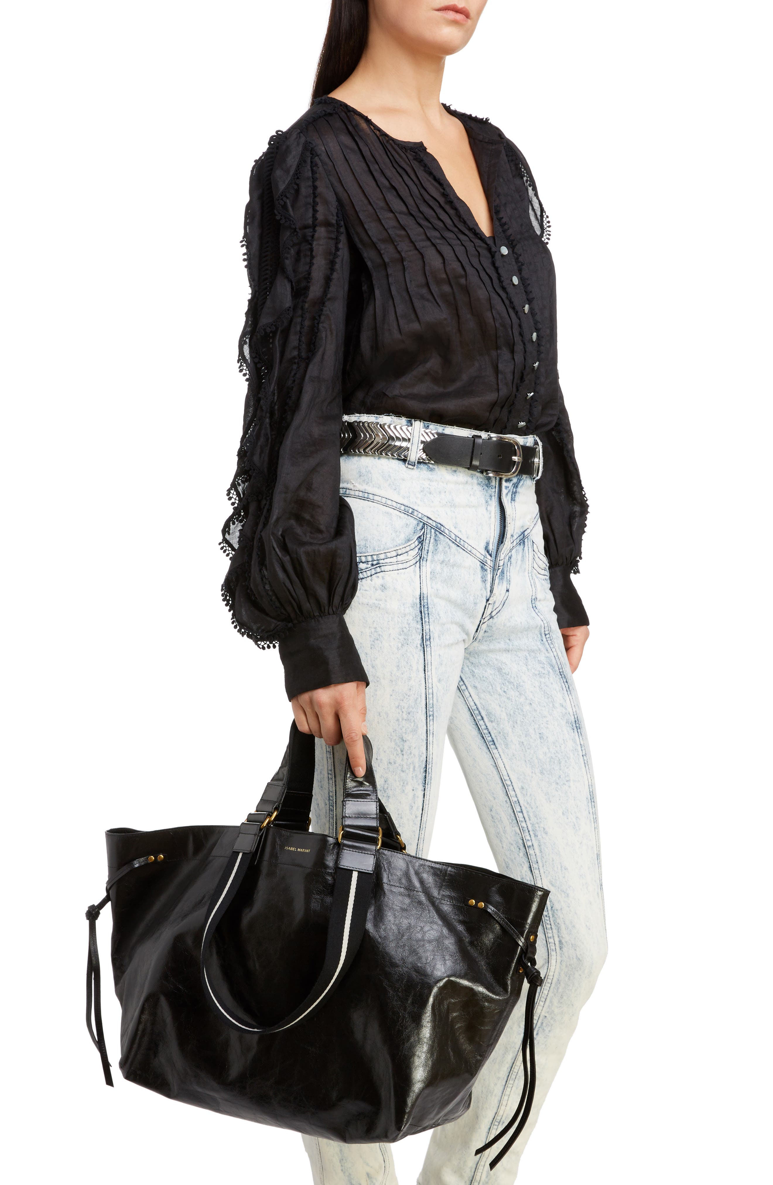 Isabel Marant Wardy New Leather Shopper Tote, Alternate, color, 