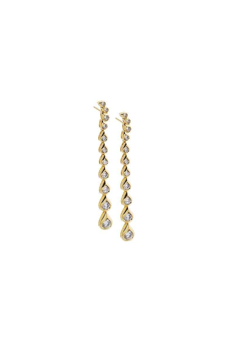 CZ Pear Bezel Curved Drop Stud Earring, Main, color, Gold