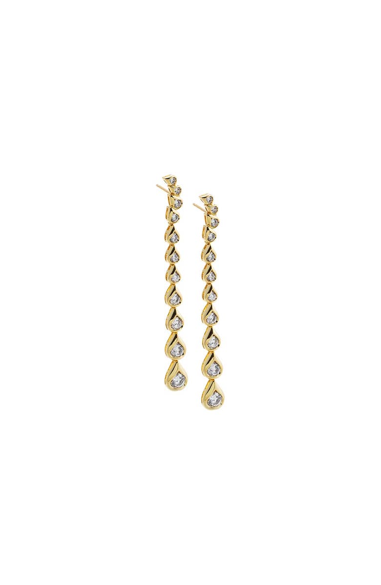 BY ADINA EDEN CZ Pear Bezel Curved Drop Stud Earring, Main, color, Gold