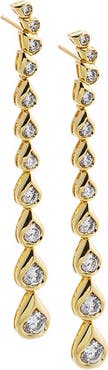 BY ADINA EDEN CZ Pear Bezel Curved Drop Stud Earring