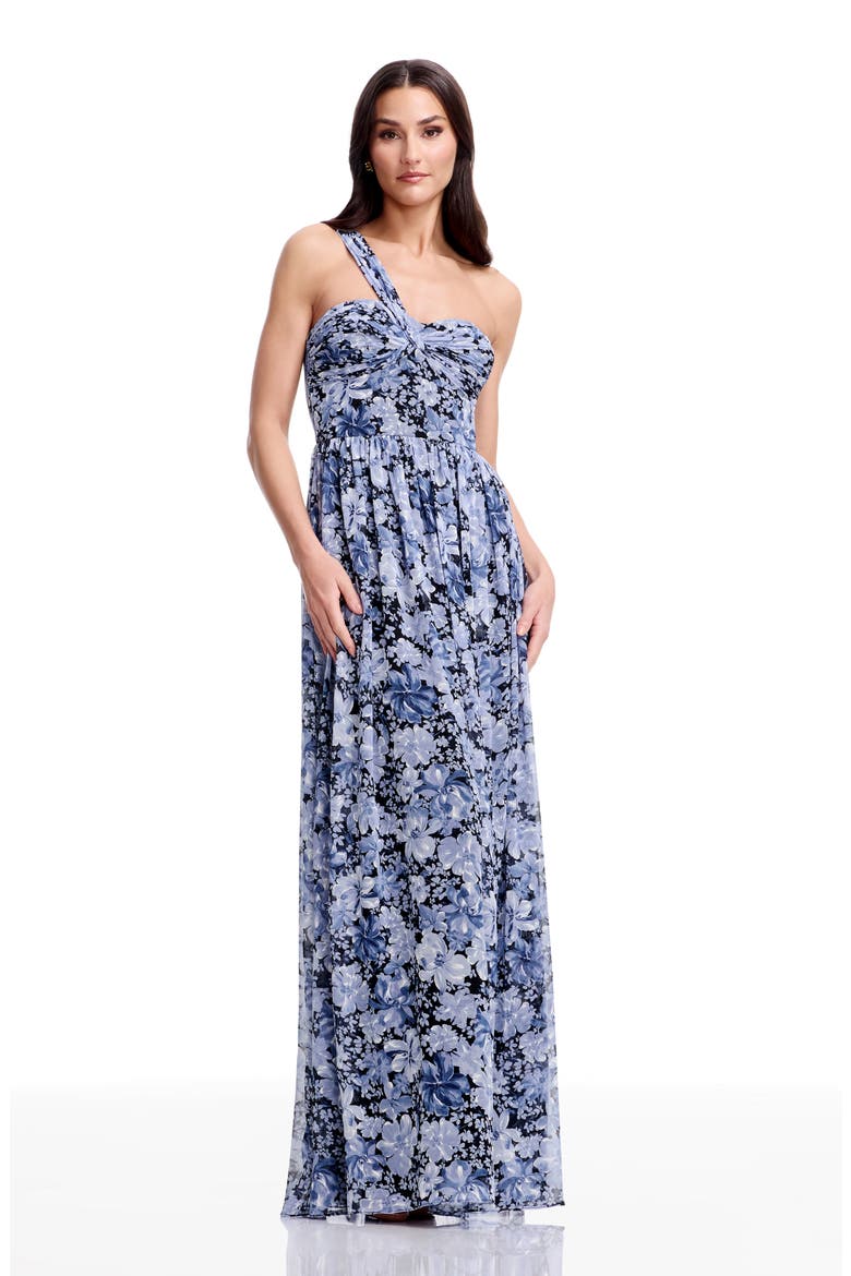 Idalia Metallic Floral One-Shoulder Gown, Alternate, color, NAVY MULTI