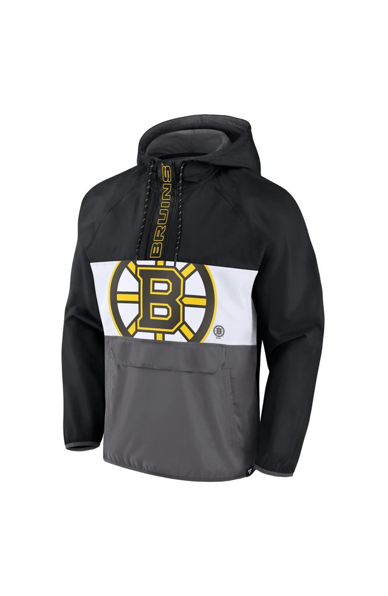 FANATICS Men's Fanatics Branded Black Boston Bruins Flagrant Foul Anorak Raglan Half-Zip Hoodie Jacket, Alternate, color, 