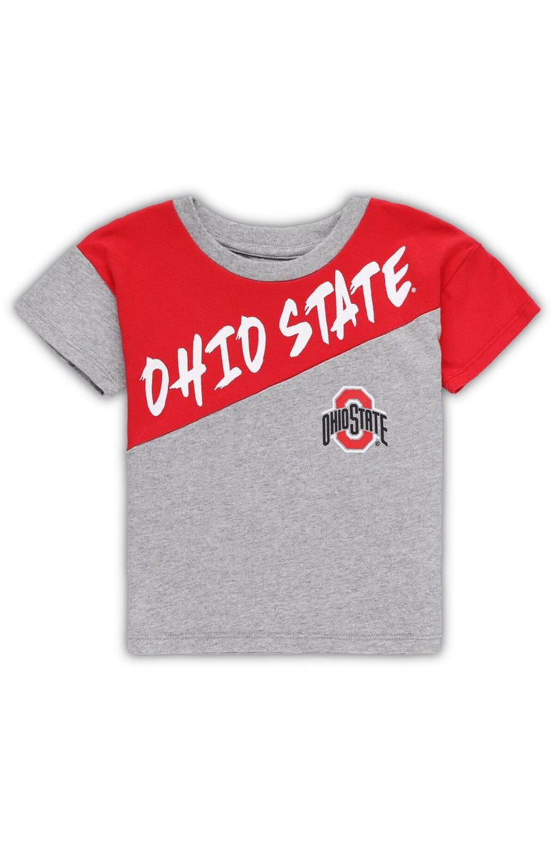 Outerstuff Toddler Heather Gray Ohio State Buckeyes Super Star T-Shirt & Shorts Set, Alternate, color, 