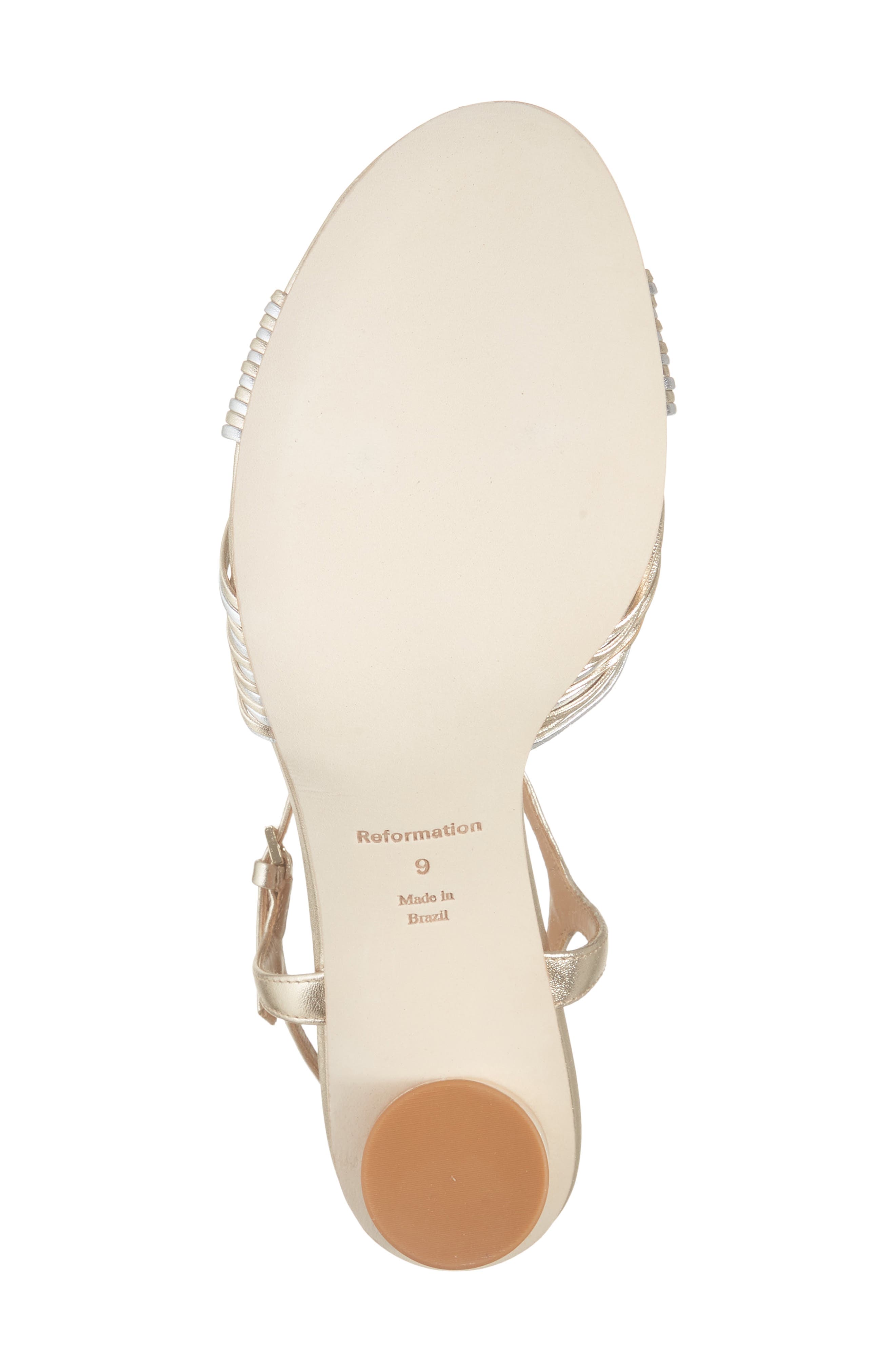 Reformation Petra Cylinder Heel Sandal, Alternate, color, Gold Silver