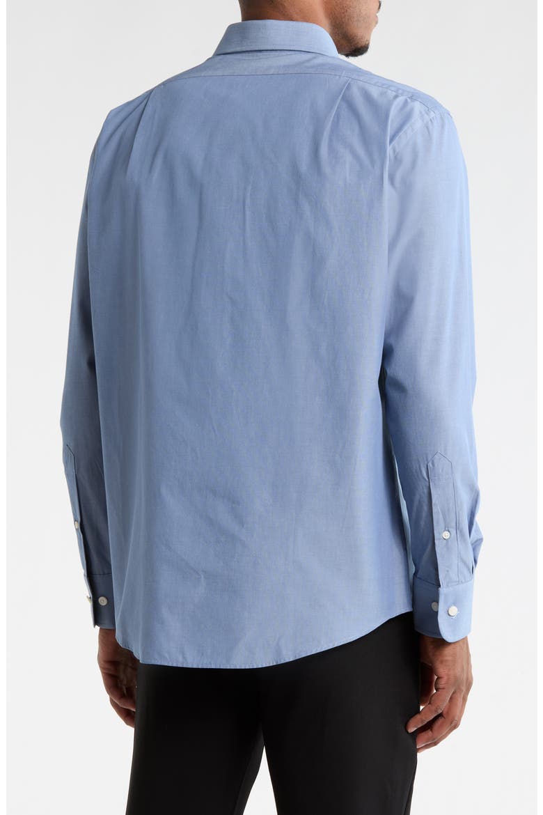 Classic Button Front Long Sleeve Cotton Dress Shirt, Alternate, color, BLUE