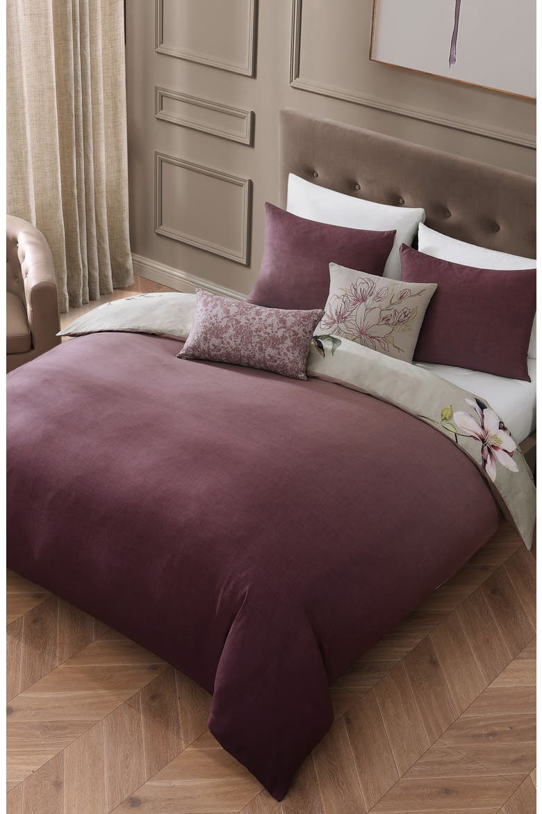 5-Piece Purple Lilies Reversible Comforter Set, Alternate, color, PURPLE