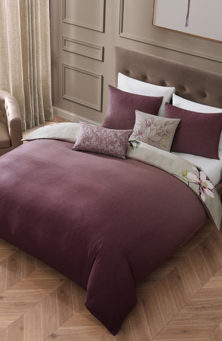Bebejan 5-Piece Purple Lilies Reversible Comforter Set, Alternate, color, Purple