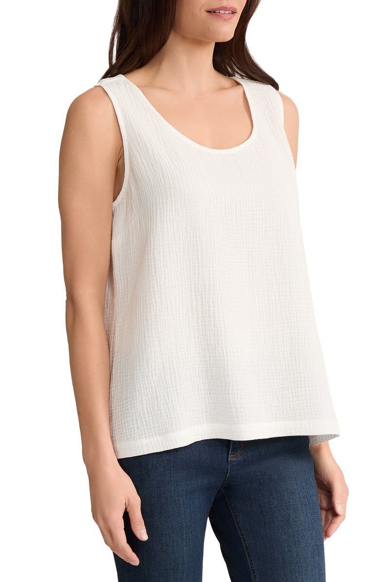 Jones New York Texture Cotton Tank, Alternate, color, Natural White