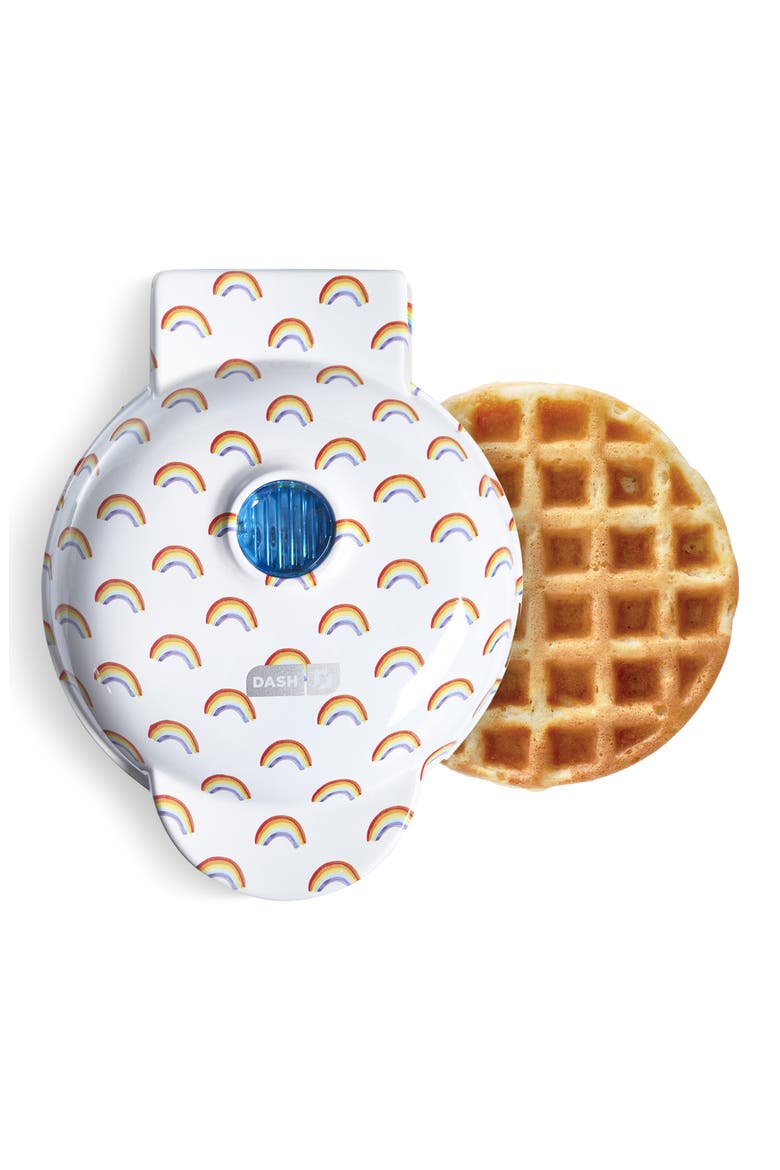 Rainbow Print Mini Waffle Maker, Main, color, RAINBOW