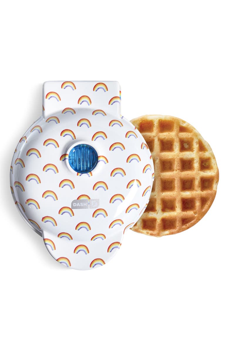 Dash Rainbow Print Mini Waffle Maker, Main, color, 