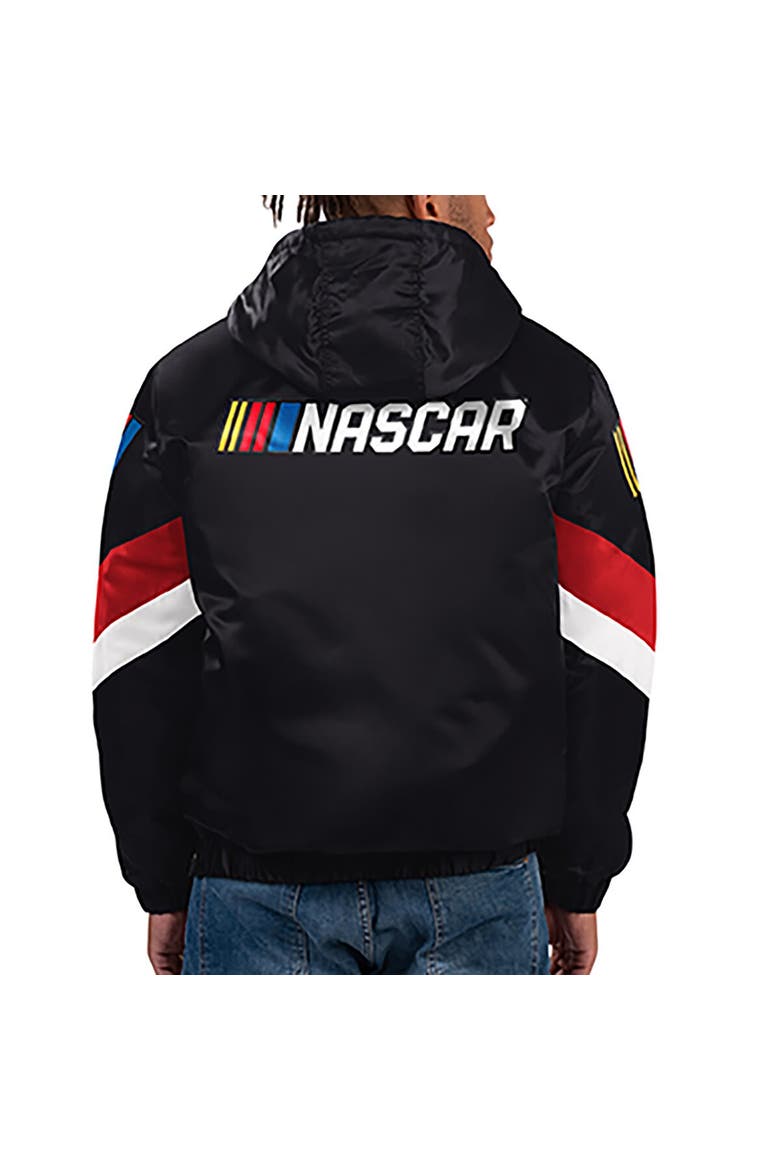 Men's Starter Black NASCAR Home Team Satin Half-Zip Hoodie Jacket, Alternate, color, Black