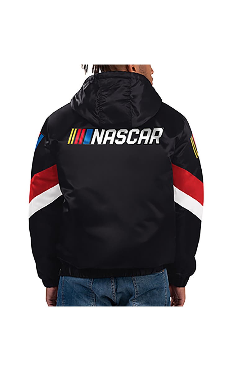 STARTER Men's Starter Black NASCAR Home Team Satin Half-Zip Hoodie Jacket, Alternate, color, 