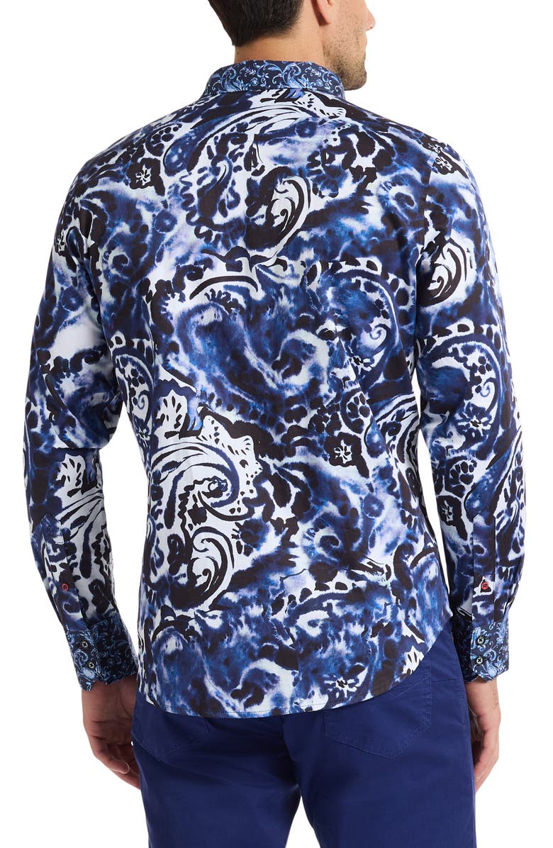 Robert Graham Potter Long Sleeve Cotton Button-Up Shirt, Alternate, color, Navy