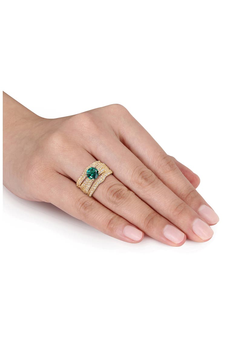 Created Emerald & Created Sapphire Stackable Ring Set, Alternate, color, GREEN