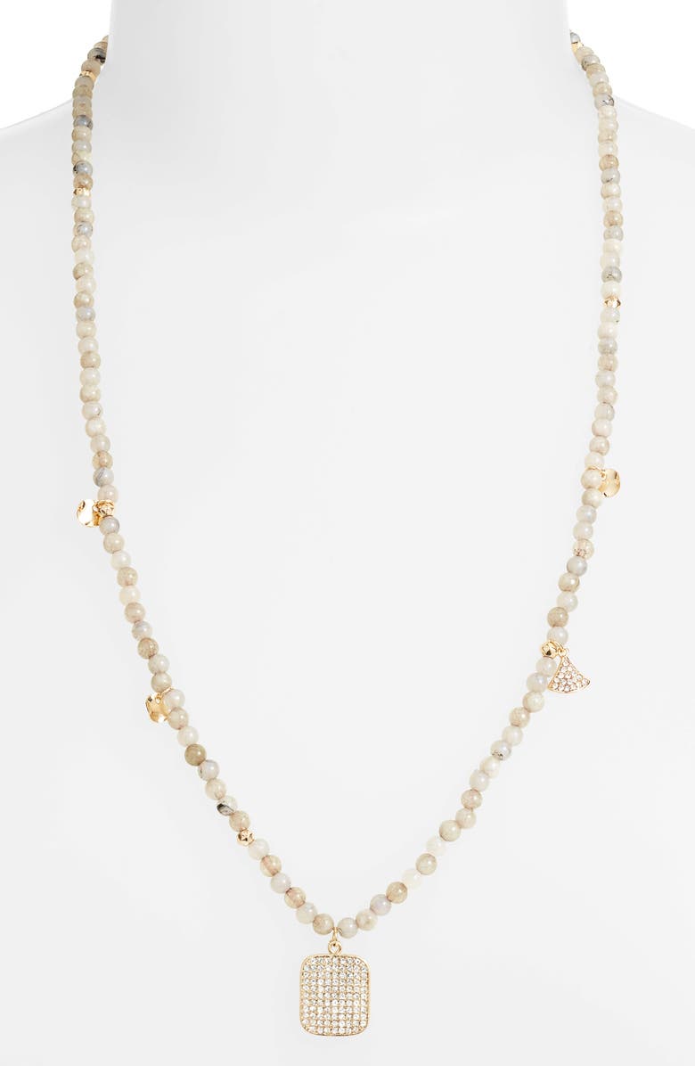 Nordstrom Semi Precious Stone Beaded Station Necklace, Alternate, color, 