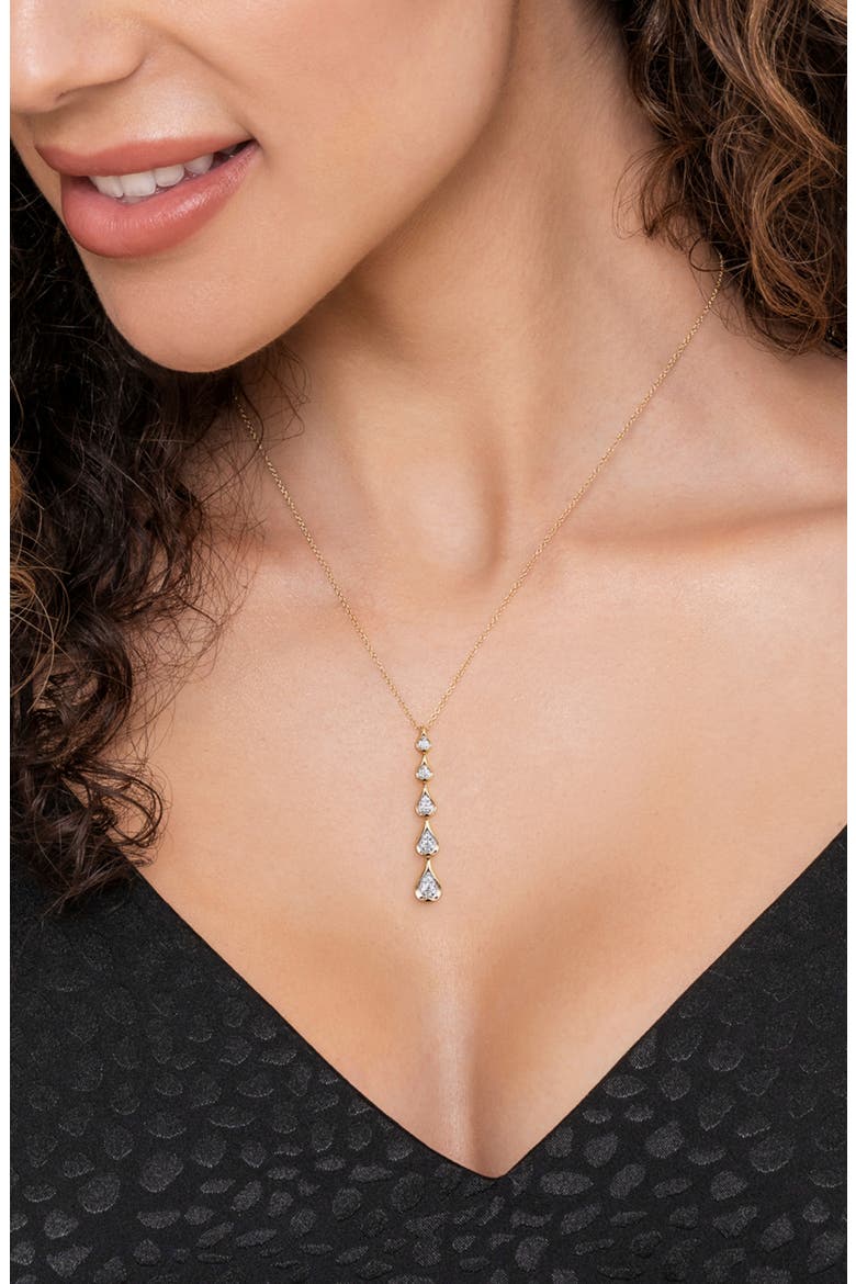 14k Gold Diamond Teardrop Pendant Necklace, Alternate, color, 14K YELLOW/ WHITE GOLD