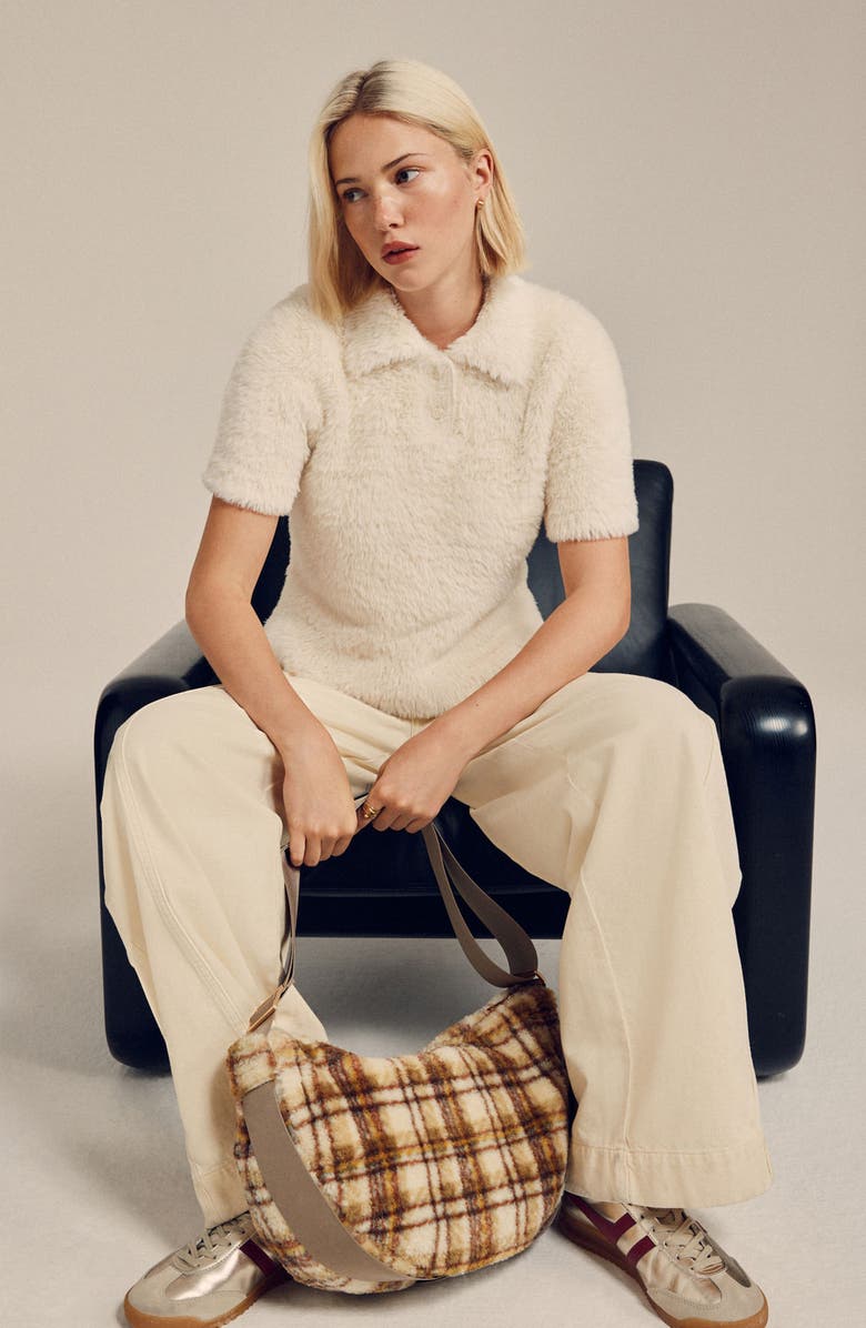 NEXT Fluffy Faux Fur Collared Shirt, Alternate, color, Ecru